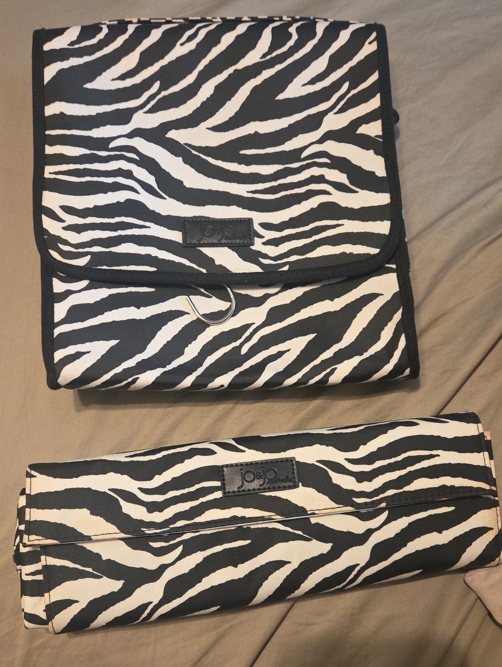 Zebra Print Hanging Organizer - Black & White & Styling Tool Bag And Heat Mat